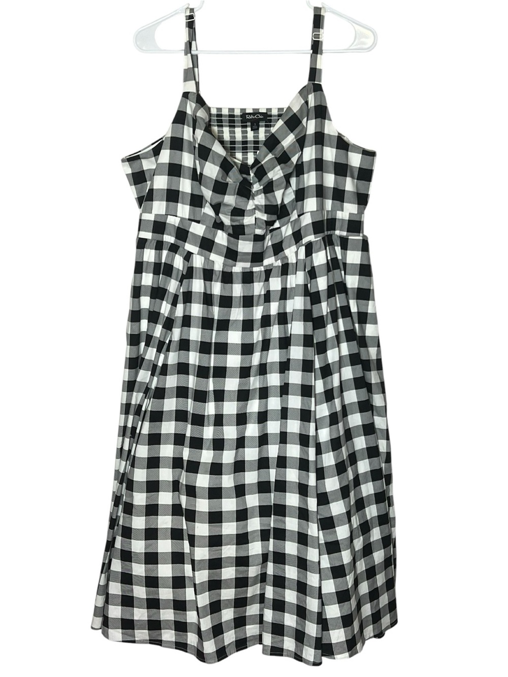 Black & White Gingham Fit-and-Flare Dress - Picture 2 of 11